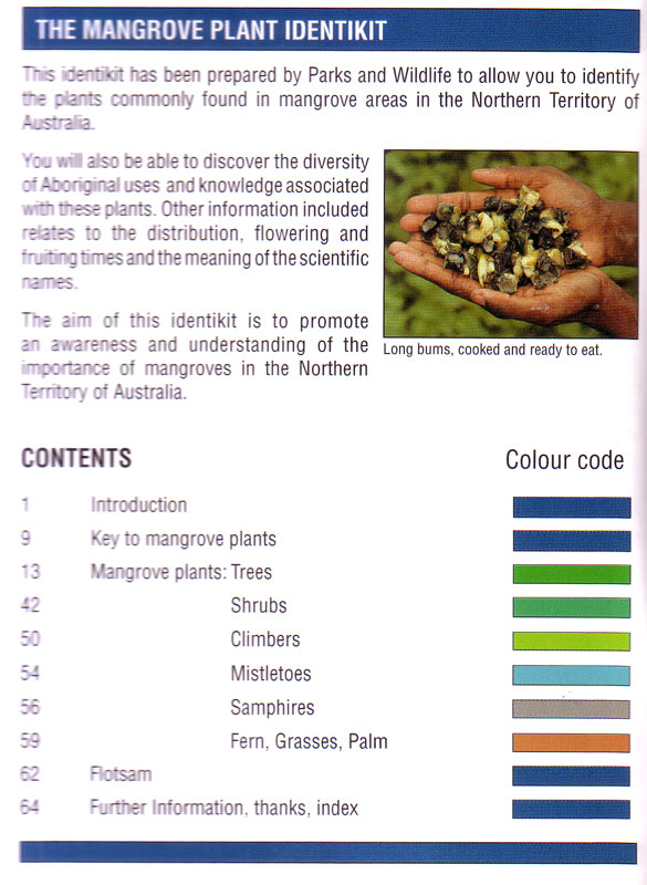 Mangrove - PLANT IDENTIKIT for north Australias Top End - inhaltsverzeichnis